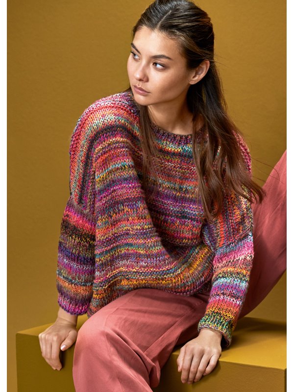 PULLI GLATT RECHTS MIT QUERRIPPEN Colorissimo & Diamante von Lana Grossa