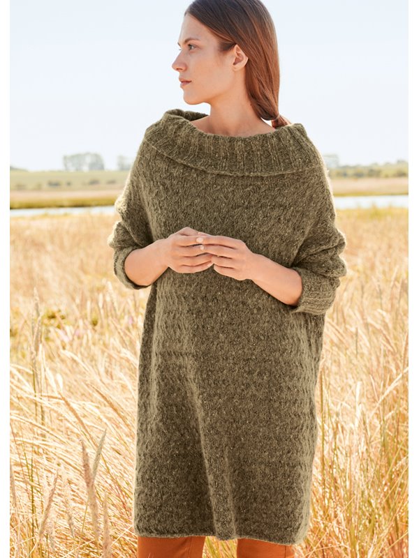 KLEID IM VERKREUZTEN HEBEMASCHENMUSTER Lala Berlin Tweedy von Lana Grossa