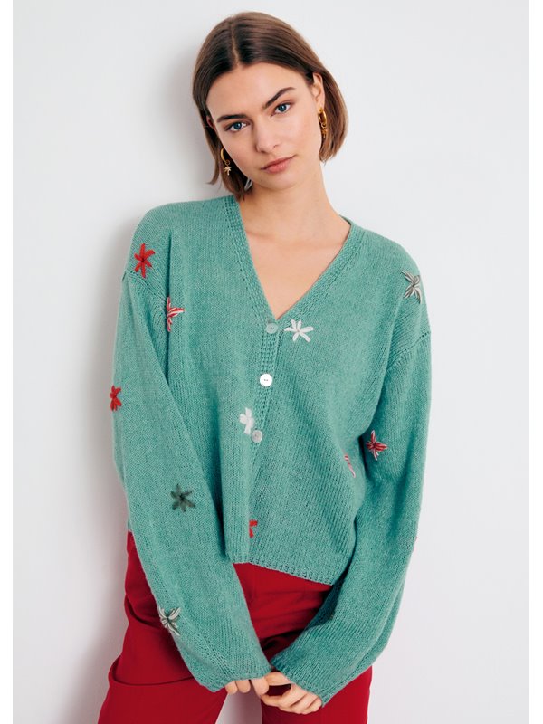 Lana Grossa CARDIGAN MIT STICKBLÜTEN Allora