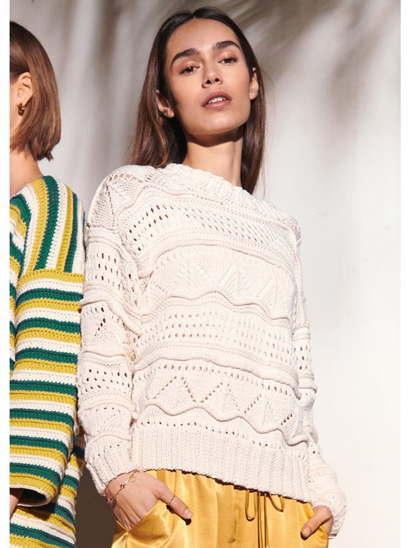 Lana Grossa PULLI MIT LOCHMUSTER UND BIESEN Riserva