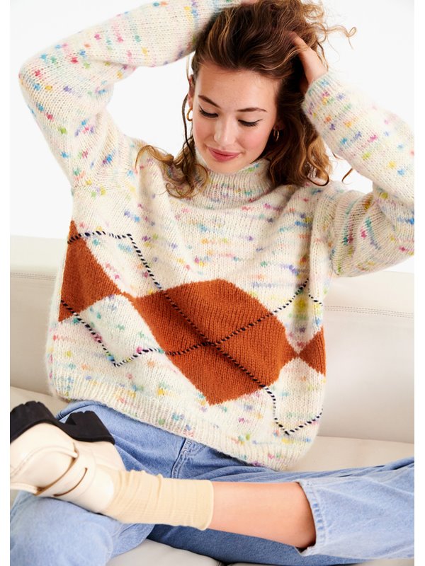 PULLI MIT RAUTENINTARSIE Lala Berlin Lovely Cotton Inserto & Brigitte No. 2 von Lana Grossa