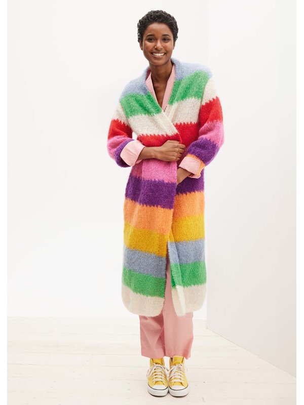 MANTEL GLATT RECHTS IN BLOCKSTREIFEN Mohair Moda von Lana Grossa