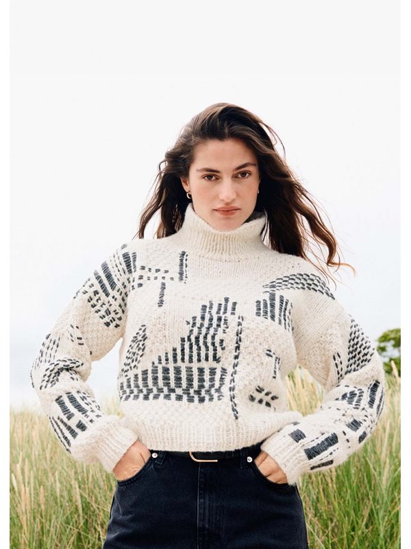 Lana Grossa PULLOVER IM MUSTERMIX MIT STICKEREI Ecopuno Chunky & Cool Merino Big