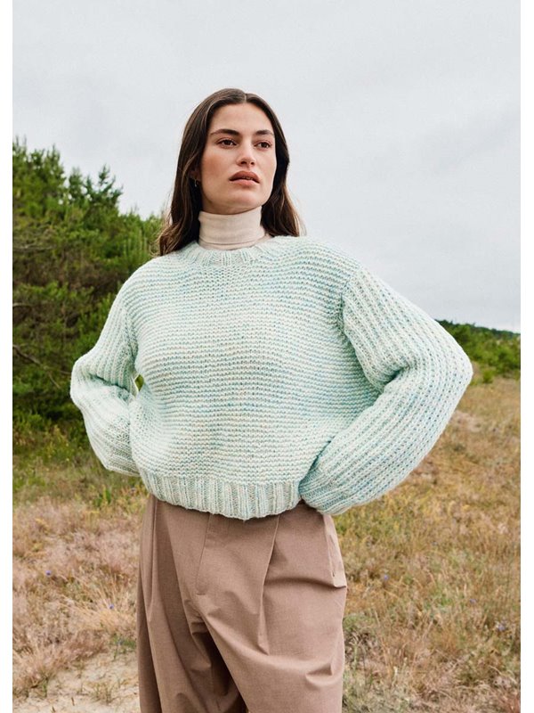 Lana Grossa <wbr>KURZPULLOVER KRAUS RECHTS MIT ÄRMELN IM HALBPATENTMUSTER Twinny