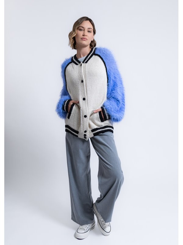 COLLEGEJACKE Natural Lama Chunky, Brillino & Basta von Lana Grossa