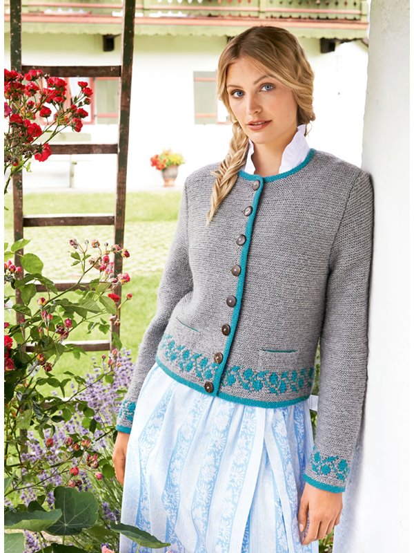 Lana Grossa DAMENJANKER MIT BLATTBORDÜREN Alpina/Cool Wool Big