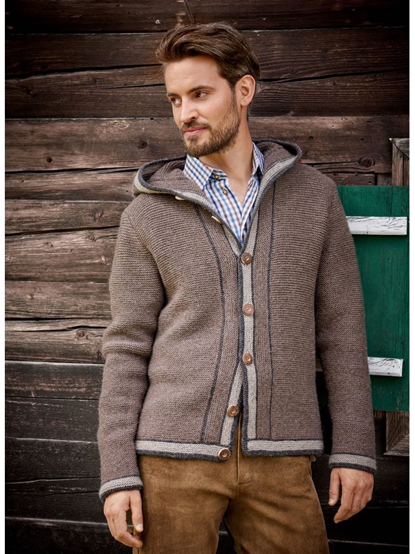 HERREN-KAPUZEN- JACKE MIT STREIFENBLENDEN Alpina von Lana Grossa