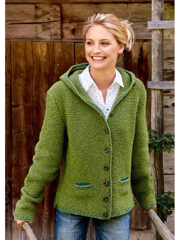 DAMEN-KAPUZENJACKE MIT EINSTRICKMUSTER Royal Tweed/Ascot von Lana Grossa