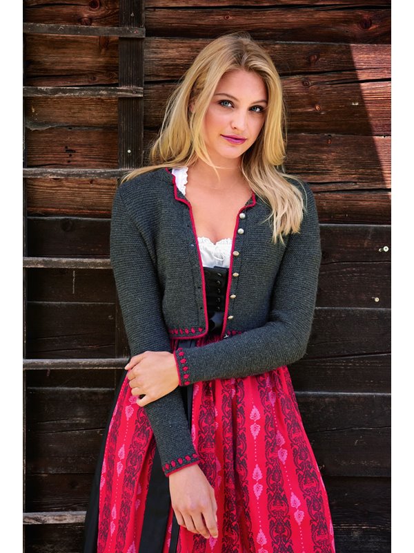 SPENZERJÄCKCHEN MIT ROSENMUSTER COOL WOOL Melange (GOTS) von Lana Grossa