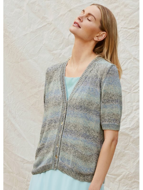 CARDIGAN GLATT RECHTS Solo Lino Print von Lana Grossa