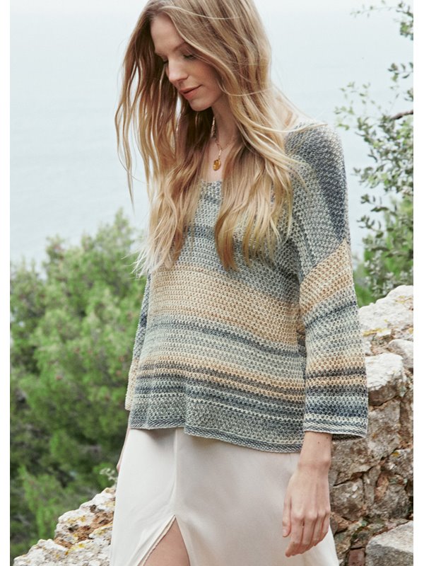 Lana Grossa V-PULLOVER im Reismuster Aruba