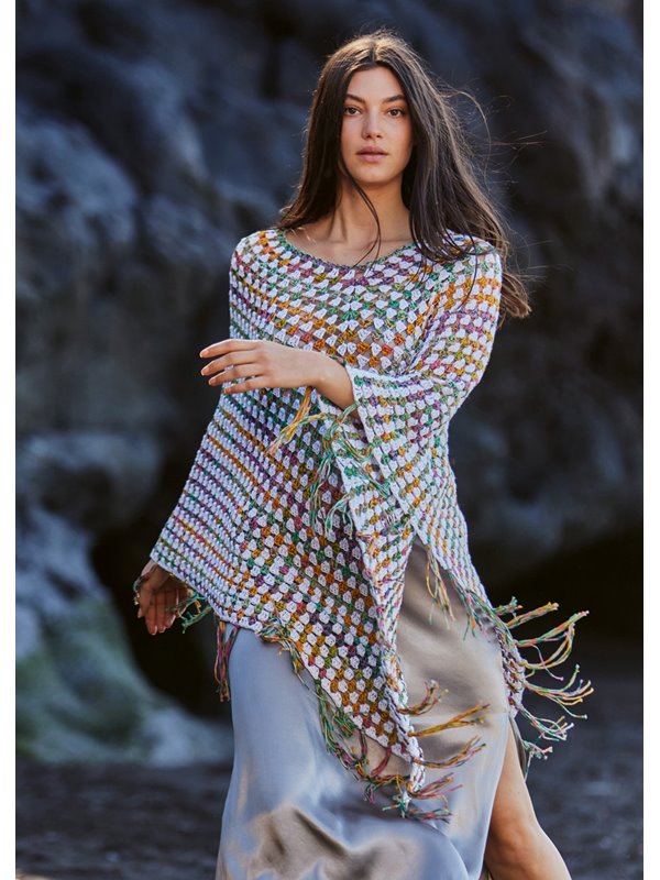 HÄKELPONCHO Gomitolo Selezione 3 & Alta Moda Cotolana von Lana Grossa