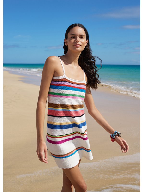KLEID IN FESTEN MASCHEN MIT STREIFEN Cotone & Elastico von Lana Grossa