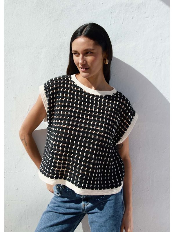 TOP IM STÄBCHEN-KAROMUSTER Elastico von Lana Grossa