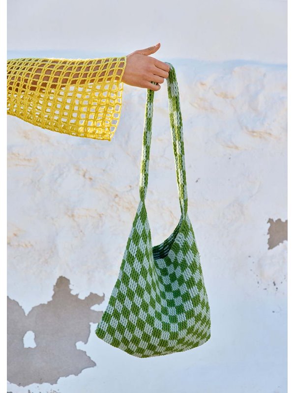 SHOPPER IM KAROMUSTER IN RELIEFSTÄBCHEN Promessa von Lana Grossa