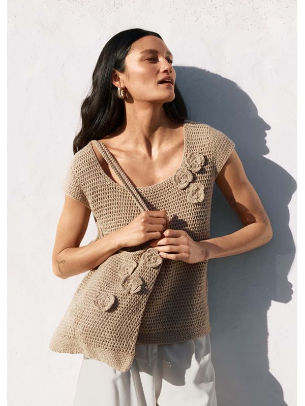 TOP IN VERSETZTEN STÄBCHEN Alta Moda Cotolana von Lana Grossa