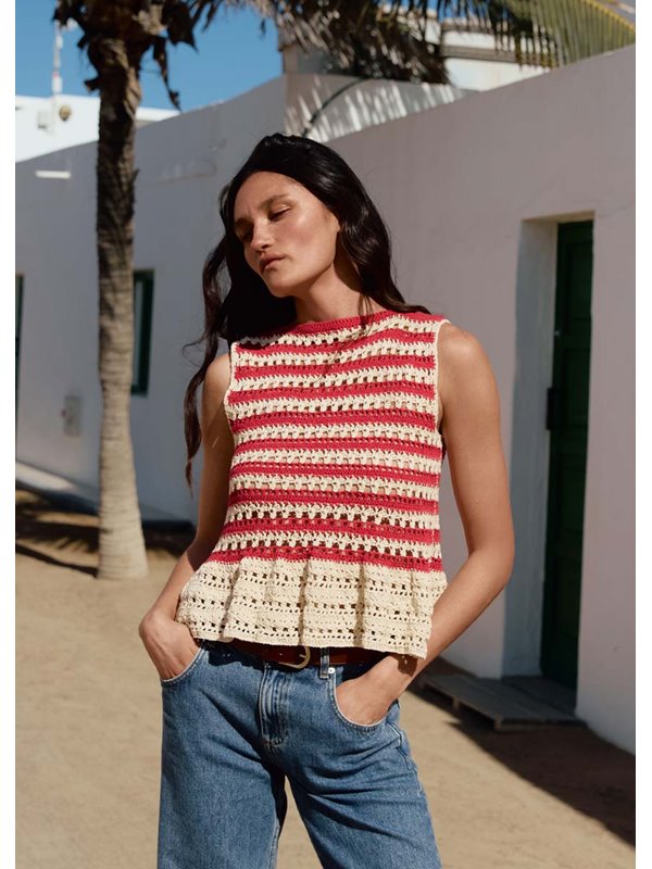 Lana Grossa TOP IM LOCHSTRUKTURMUSTER MIT VOLANT Setapura