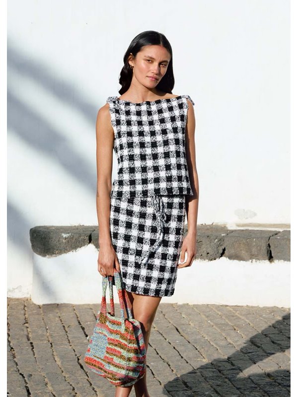 TOP IM STÄBCHEN-KAROMUSTER Solo Lino & Ecopuno von Lana Grossa