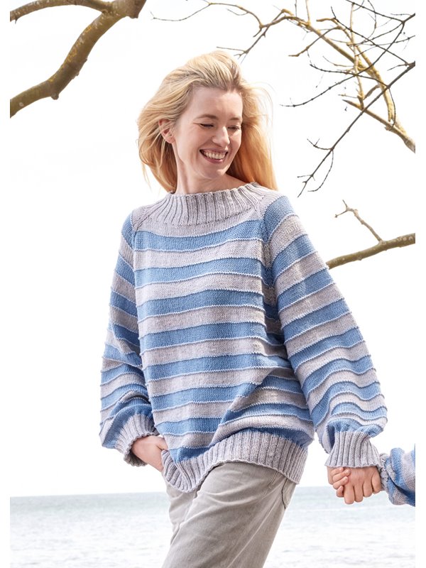 TOP DOWN STREIFENPULLOVER Cool Wool Big Mélange von Lana Grossa