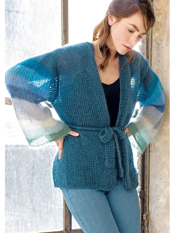 Lana Grossa KIMONOJACKE MIT GESTREIFTEN ÄRMELN Silkhair