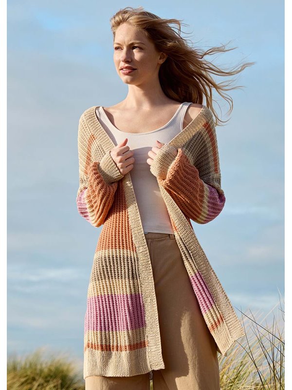 LONGCARDIGAN IM FALSCHEN PATENTMUSTER Solo Lino von Lana Grossa