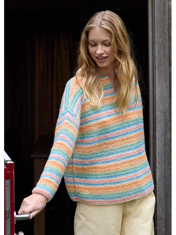 Lana Grossa PULLOVER KRAUS RECHTS IN STREIFEN Soffio