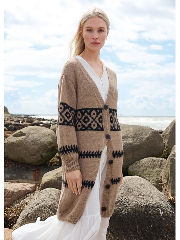 Lana Grossa LONG CARDIGAN Natural Lama Chunky
