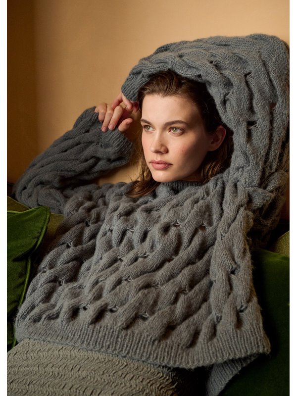 ZOPFMUSTER-PULLOVER Nebbia von Lana Grossa