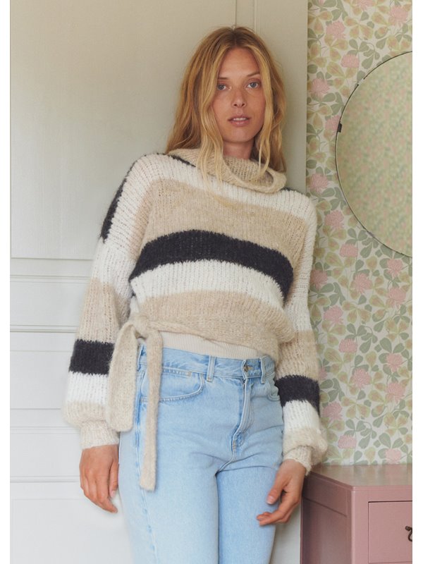 PULLOVER MIT BINDEBÄNDERN Natural Alpaca Lungo von Lana Grossa