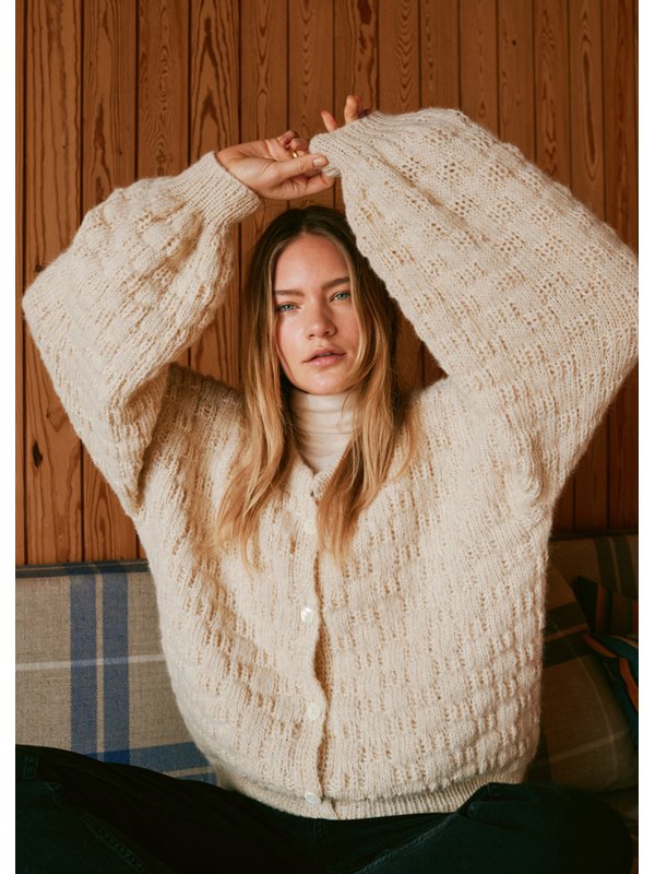 CARDIGAN IM WÜRFELMUSTER Natural Alpaca Pelo von Lana Grossa