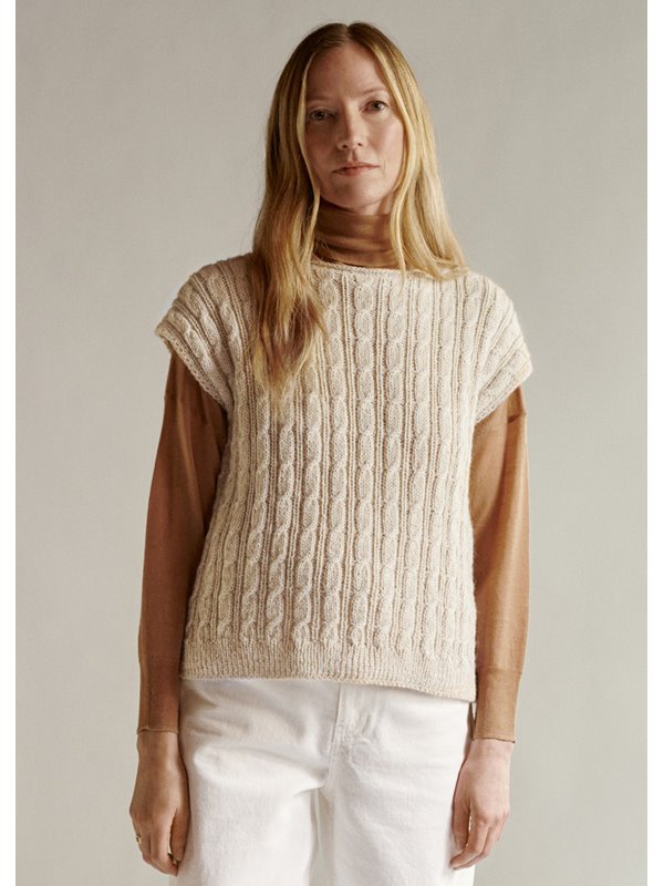 PULLUNDER IM ZOPF-RIPPEN-MUSTER Natural Alpaca Classico von Lana Grossa