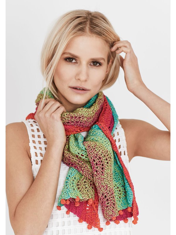 SCHMALER SCHAL IM WELLENMUSTER Shades of Cotton von Lana Grossa