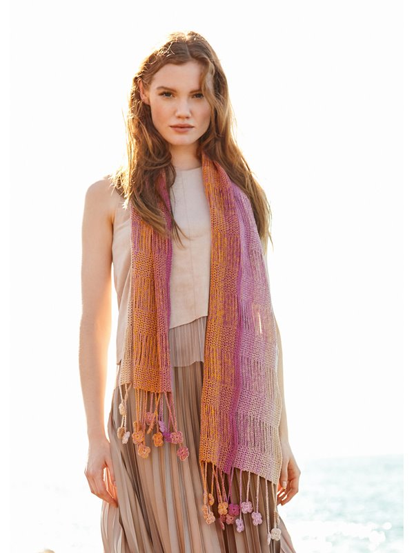 Lana Grossa SCHAL MIT KLEEBLATTFRANSEN Shades of Cotton Linen