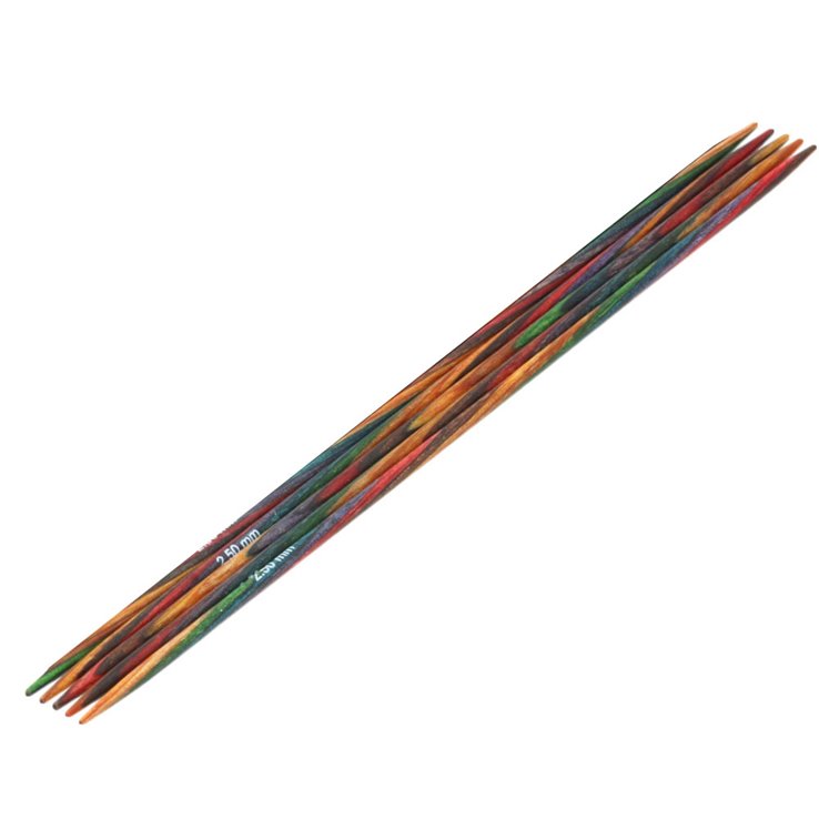 Strumpfstricknadel Design-Holz Multicolor St. 2,5/15cm - von Lana Grossa