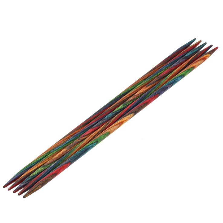 Strumpfstricknadel Design-Holz Multicolor St. 3,75/15cm - von Lana Grossa