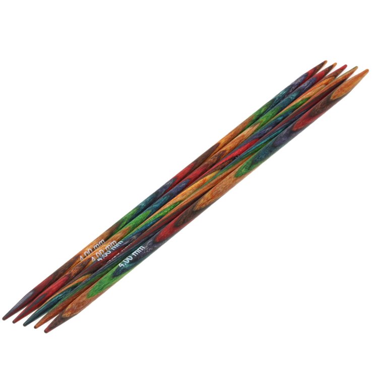 Strumpfstricknadel Design-Holz Multicolor St. 4,0/15cm - von Lana Grossa