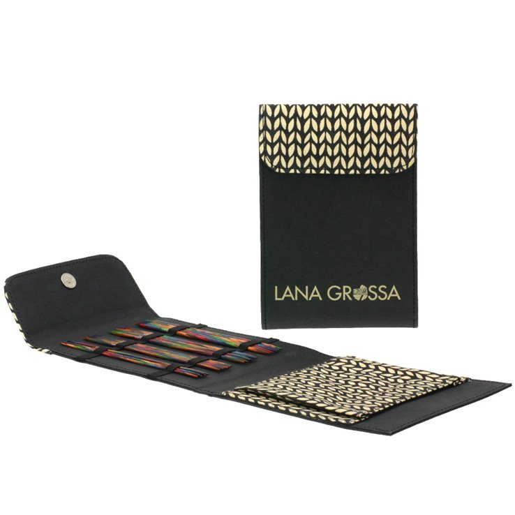 Strumpfstricknadel-Set Design-Holz Multicolor 15cm (Schwarz) - von Lana Grossa