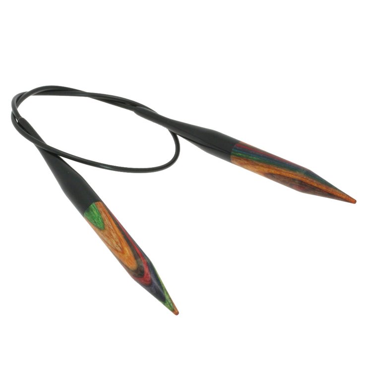 Rundstricknadel Design-Holz Multicolor St.  8,0/ 40cm - von Lana Grossa