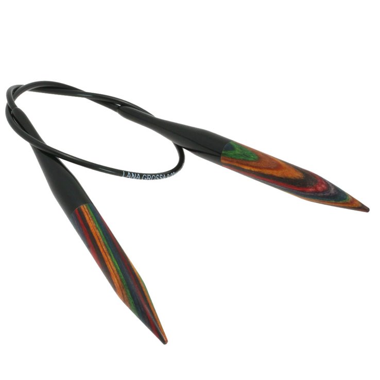 Rundstricknadel Design-Holz Multicolor St. 9,0/ 40cm - von Lana Grossa